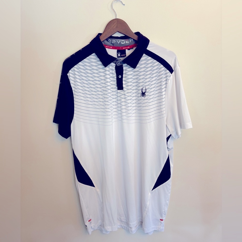 Spyder Men's Dynamic Black and White Polo